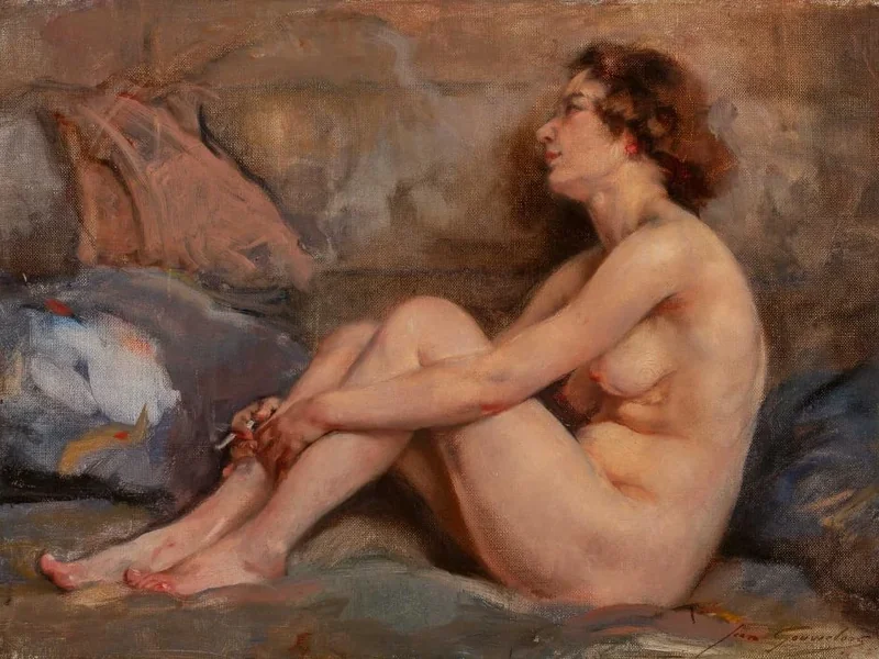 1868-Jean Gouweloos - Nudo con sigaretta, circa 1900